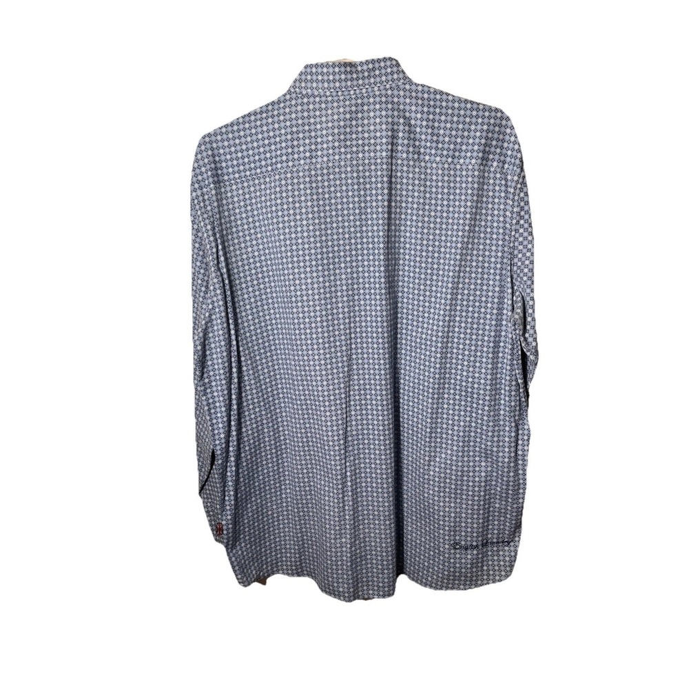 English Laundry Men's XL Stretch Shirt Blue Geometric Print Button Down - Picture 2 of 10